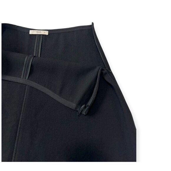 Prada Black Wool A-Line Skirt IT 46 / US 10 Ribbon Bow Trim Made in Italy - Picture 6 of 13